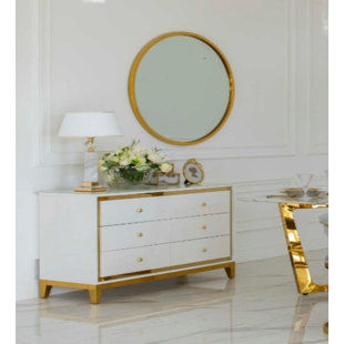 Gold mirrored deals chest of drawers